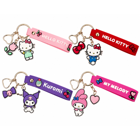 Lot de 4 porte-clés Hello Kitty and Friends - 4 personnages et coloris assortis
