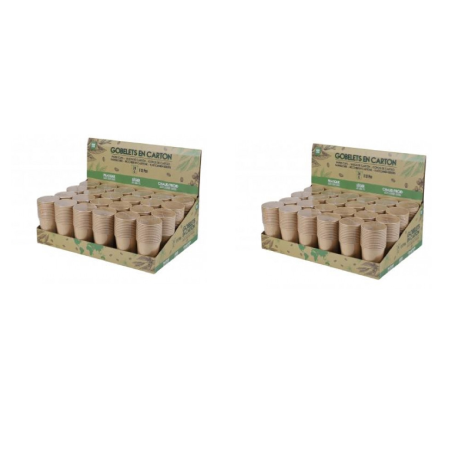 Lot de 48 paquets de 12 gobelets jetables en carton 24 cl - 576 gobelets - Marron naturel