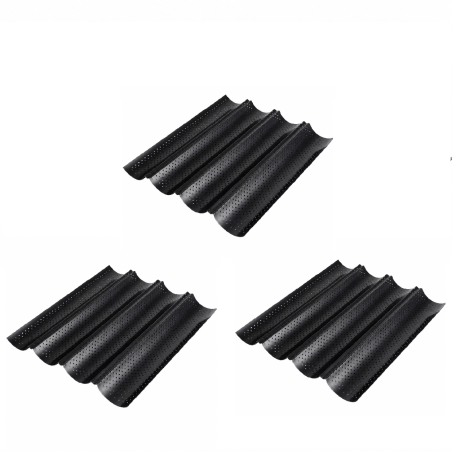 Lot de 3 moules à baguettes perforés à 4 empreintes - 38 x 33 x 2,5 cm