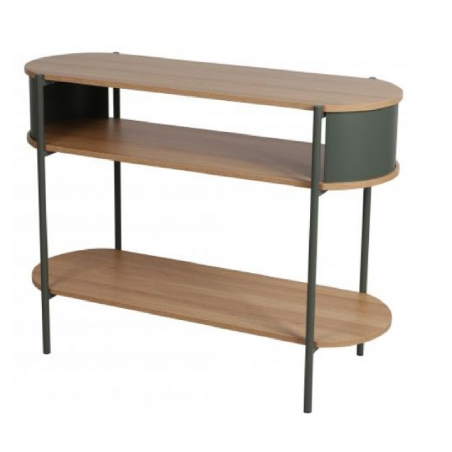 Console Gigi 2 Niveaux avec Niche - 100 x 39 x H76 cm - Effet Bois et Noir