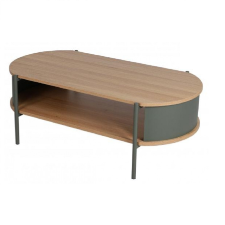 Table Basse Gigi avec Niche - 100 x 54 x H36,5 cm - Effet Bois et Noir