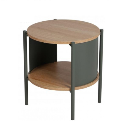 Table de Chevet Gigi 2 Niveaux - 44 x 44 x H44 cm - Effet Bois et Noir