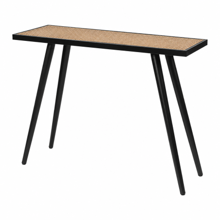 Console Chelsea Décor - 100 x 35 x H78 cm - Effet Bois et Noir