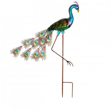 Pic de Jardin Paon en Métal - 53,3 x 5,1 x H87 cm - Multicolore