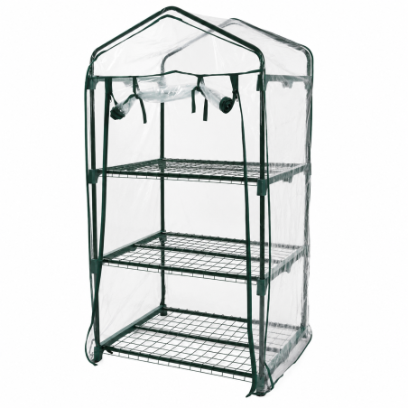Serre de Jardin 3 Niveaux avec Porte - 69 x 49 x H125 cm - Transparente