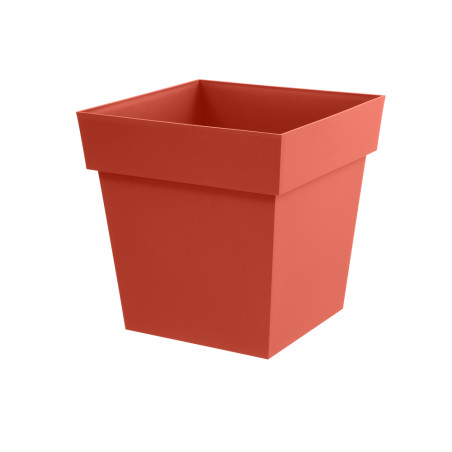 Pot Carré Toscane - Orange Terre Battue - 39 x 39 x 39 cm - 38 L - Garantie 7 Ans - Fabrication Française