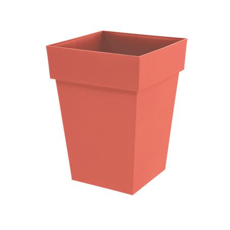 Pot Mi-Haut Carré Toscane - Orange Terre Battue - 39 x 39 x 53 cm - 51 L - Garantie 7 Ans - Fabrication Française
