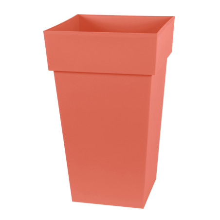 Pot Haut Carré Toscane - Orange Terre Battue - 39 x 39 x 65 cm - 62 L - Garantie 7 Ans - Fabrication Française