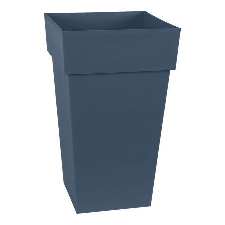 Pot Haut Carré Toscane - Bleu Jean - 39 x 39 x 65 cm - 62 L - Garantie 7 Ans - Fabrication Française
