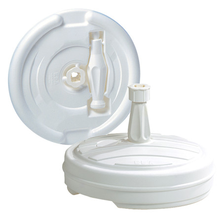 Base de Parasol Ronde - 13 L - Blanc - Diam 43 x H 28 cm - Eau ou Sable - Fabrication Française