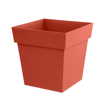 Pot Carré Toscane 50 - Orange Terre Battue - 49,5 x 49,5 x 52,5 cm - 87 L - Garantie 7 Ans - Fabrication Française