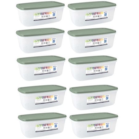 Lot de 10 boîtes alimentaires 3L rectangulaires - Fabriqué en France - Lave-vaisselle, micro-ondes, congélateur