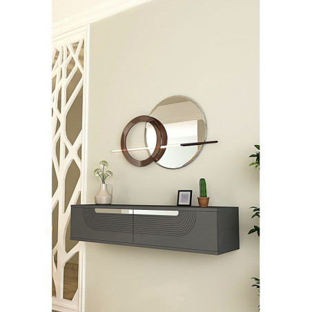 Commode Murale avec Porte - 120 x 26 x 30 cm - Anthracite et Argenté