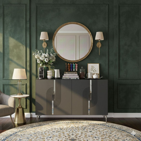Console d'Entrée sur Pieds avec Étagères - 120 x 75 x 32 cm - Anthracite et Argenté