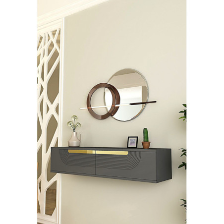 Commode Murale avec Porte - 120 x 26 x 30 cm - Anthracite et Doré
