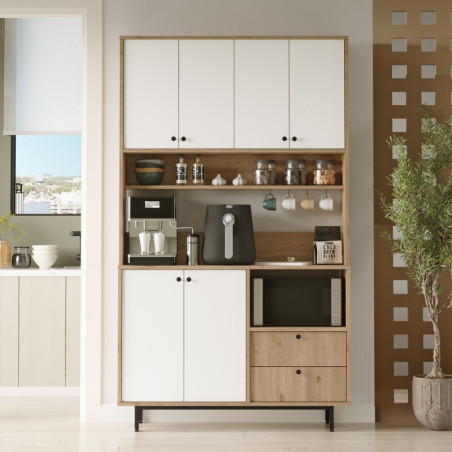 Meuble de Rangement avec Étagères - 120 x 205 x 36 cm - Chêne et Blanc