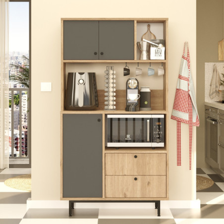Meuble de Rangement avec Étagères - 88 x 161 x 36 cm - Chêne et Anthracite
