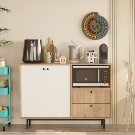 Meuble de Rangement avec Étagères - 120 x 85 x 36 cm - Chêne et Blanc