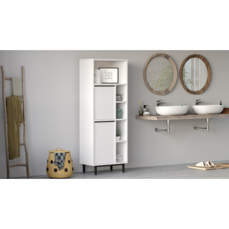 Colonne de Salle de Bain sur Pieds Métalliques - 60 x 162 x 36 cm - Blanc