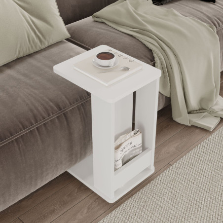 Table d'Appoint à Roulettes - 32 x 42 x 55 cm - Blanc