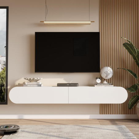 Meuble TV - 200 x 30 x 32 cm - Blanc