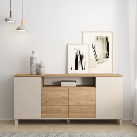 Console d'Entrée avec Étagères - 180 x 82 x 45 cm - Sable et Chêne