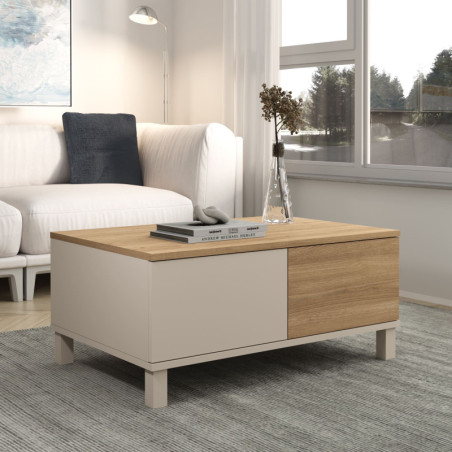 Table Basse - 90 x 40 x 60 cm - Sable et Chêne