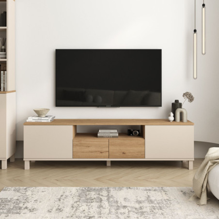 Meuble TV - 180 x 49 x 35 cm - Sable et Chêne
