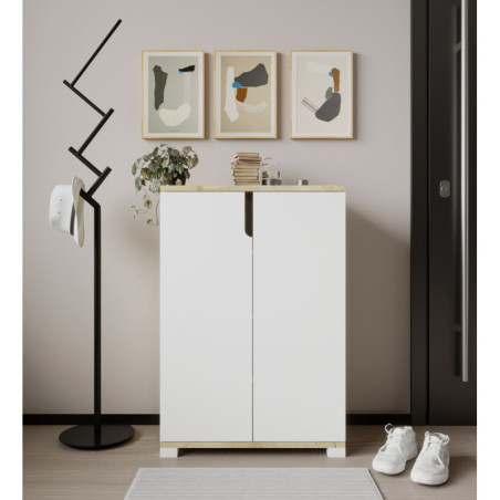Meuble à Chaussures avec Étagères - 60 x 97 x 34 cm - Chêne Saphir et Blanc