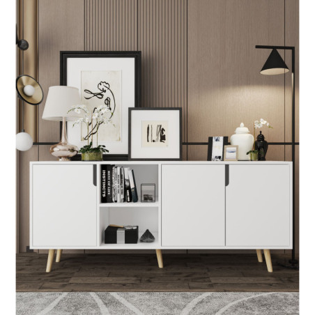 Console d'Entrée avec Étagères - 180 x 80 x 45 cm - Blanc