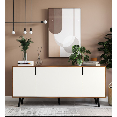 Console d'Entrée avec Étagères - 180 x 80 x 45 cm - Noyer et Blanc