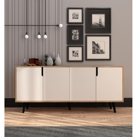 Console d'Entrée avec Étagères - 180 x 80 x 45 cm - Chêne Saphir et Blanc