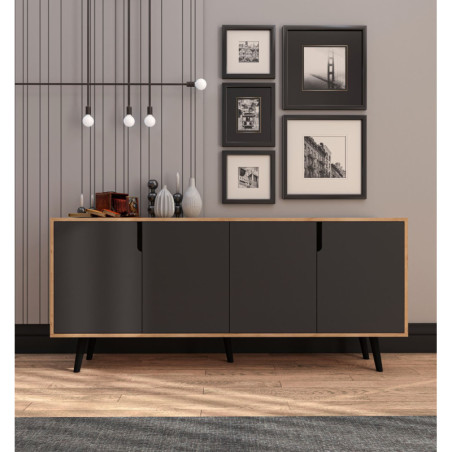 Console d'Entrée avec Étagères - 180 x 80 x 45 cm - Chêne Saphir et Anthracite