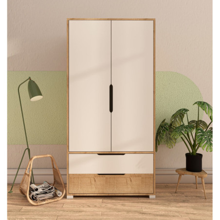 Armoire avec Étagères - 90 x 183 x 45 cm - Chêne Saphir et Blanc