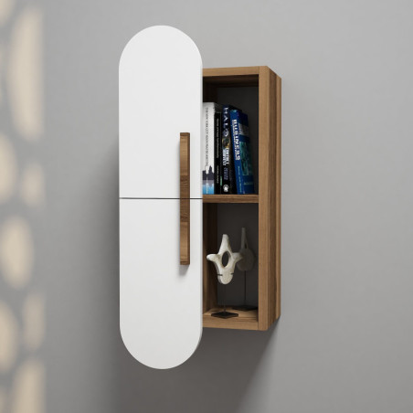 Étagère Murale - 35 x 60 x 22 cm - Noyer et Blanc
