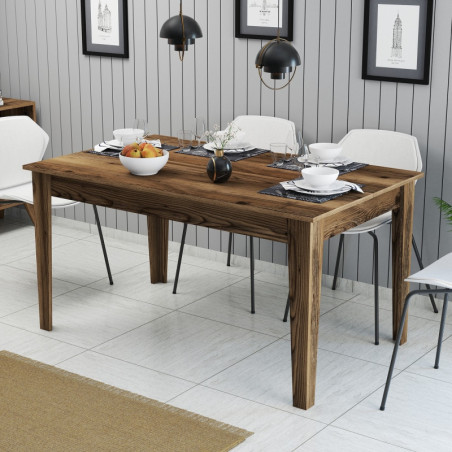 Table à Manger avec Rangement - 145 x 75 x 88 cm - Noyer