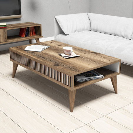 Table Basse - 105 x 35 x 60 cm - Noyer