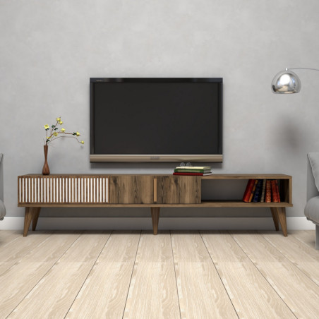 Meuble TV avec Étagères - 180 x 40 x 35 cm - Noyer