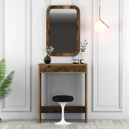 Coiffeuse avec Miroir - 70 x 40 x 85 cm - Noyer