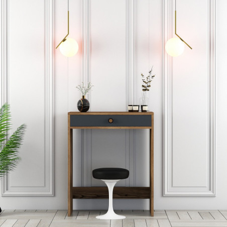 Coiffeuse - 70 x 40 x 85 cm - Noyer et Anthracite