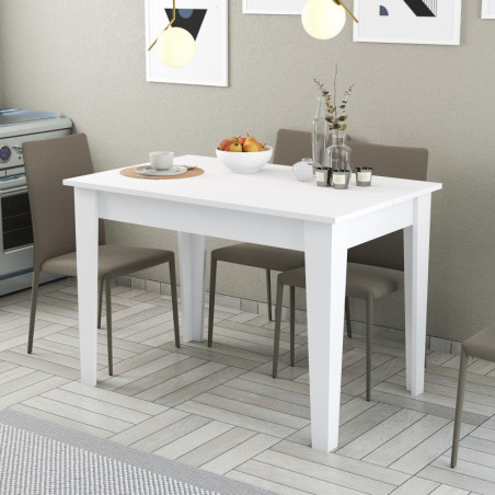 Table de Cuisine avec Rangement - 110 x 75 x 72 cm - Blanc
