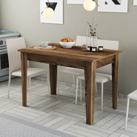Table de Cuisine avec Rangement - 110 x 75 x 72 cm - Noyer