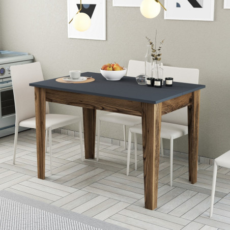 Table de Cuisine avec Rangement - 110 x 75 x 72 cm - Noyer et Anthracite