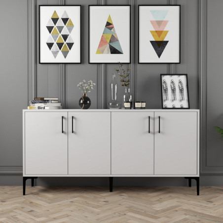 Console d'Entrée avec Étagères - 160 x 78 x 35 cm - Blanc