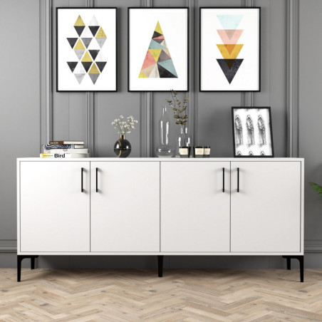 Console d'Entrée avec Étagères - 180 x 78 x 35 cm - Blanc