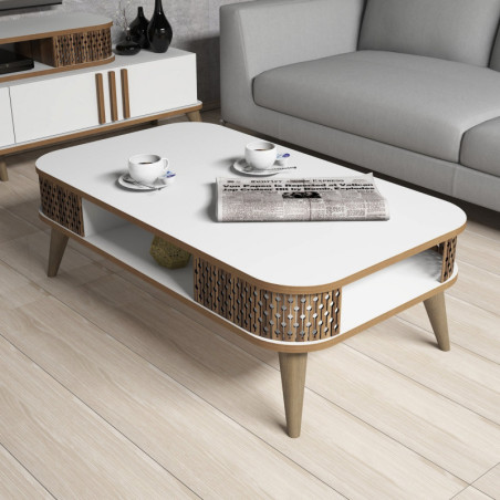 Table Basse - 105 x 35 x 60 cm - Blanc