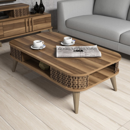 Table Basse - 105 x 35 x 60 cm - Noyer