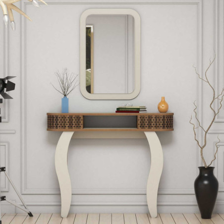 Buffet avec Miroir - 105 x 85 x 30 cm - Crème