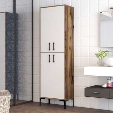 Meuble de Rangement avec Étagères - 60 x 200 x 35 cm - Noyer et Blanc