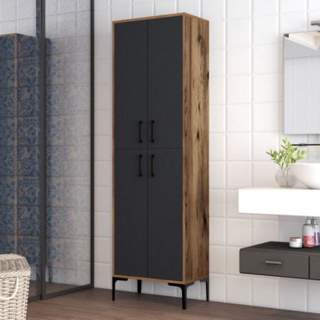 Meuble de Rangement avec Étagères - 60 x 200 x 35 cm - Noyer et Anthracite